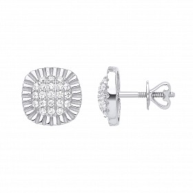 9ct White Gold Diamond Cushion Stud Earrings