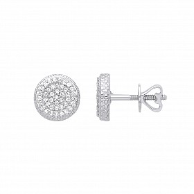 9ct White Gold Diamond Pave Set Stud Earrings