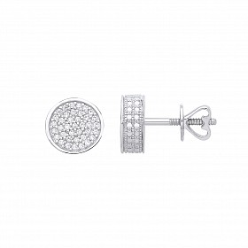9ct White Gold Diamond Pave Set Stud Earrings