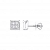 9ct White Gold Diamond Square Stud Earrings
