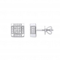 9ct White Gold Diamond Pave Set Stud Earrings