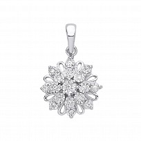 9ct White Gold Diamond Flower Pendant