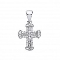 9ct White Gold Diamond Cross Pendant