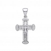 9ct White Gold Diamond Cross Pendant