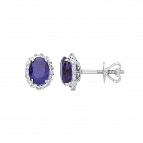 9ct White Gold Diamond & Sapphire Stud Earrings
