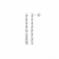 Silver CZ Tennis Drop Earrings