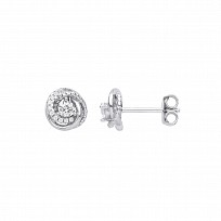 Silver CZ Fancy Knot Style Stud Earrings