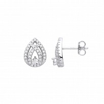 Silver CZ Fancy Pear Drop Earrings
