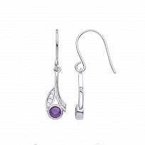 Silver CZ & Amethyst Fancy Drop Earrings