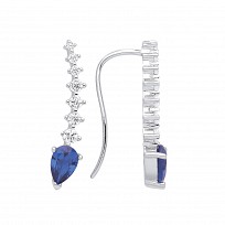 Silver CZ & Sapphire Drop Earrings