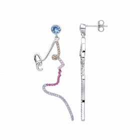 SilverCZ Multicoloured Face Shaped Earrings