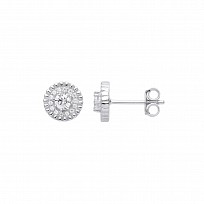 Silver CZ Fancy Stud Earrings