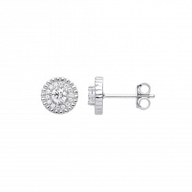 Silver CZ Fancy Stud Earrings
