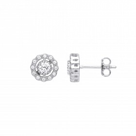 Silver CZ Fancy Stud Earrings
