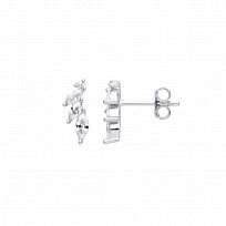 Silver CZ Petals Stud Earrings