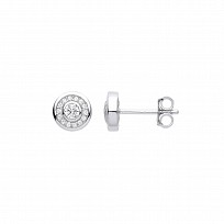 Silver CZ Fancy Stud Earrings