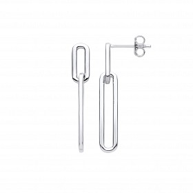 Silver Paper Link Chain Drop Earrings