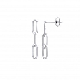Silver Paper Link Chain Drop Earrings