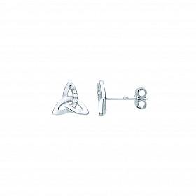 Silver CZ Trinity Knot Stud Earrings