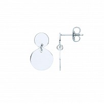 Silver Double Disc Drop Earrings