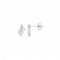 Silver CZ Petal Stud Earrings