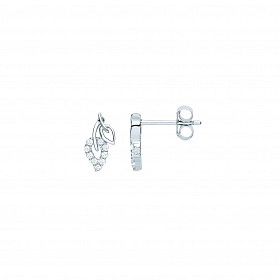 Silver CZ Petal Stud Earrings