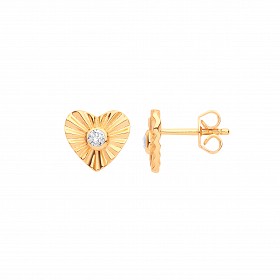 Gold Plated CZ Fancy Heart Stud Earrings