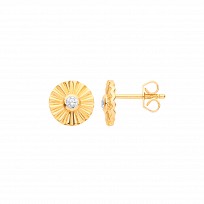 Gold Plated CZ Fancy Flower Stud Earrings