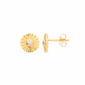 Gold Plated CZ Fancy Flower Stud Earrings