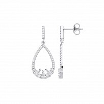 Silver CZ Fancy Pear Drop Earrings