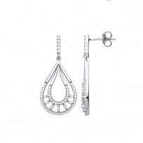 Silver CZ Fancy Pear Drop Earrings