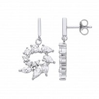 Silver CZ Fancy Drop Earrings