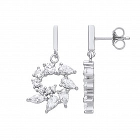 Silver CZ Fancy Drop Earrings
