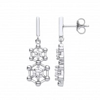 Silver CZ Fancy Drop Earrings
