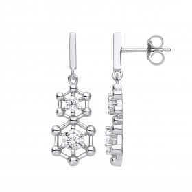 Silver CZ Fancy Drop Earrings