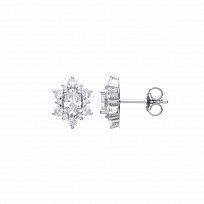 Silver CZ Cluster Stud Earrings