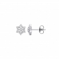 Silver CZ Star Stud Earrings