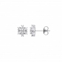 Silver CZ Fancy Stud Earrings
