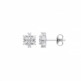 Silver CZ Fancy Stud Earrings
