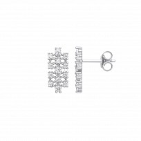 Silver CZ Mesh Fancy Stud Earrings