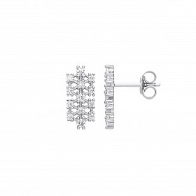 Silver CZ Mesh Fancy Stud Earrings
