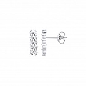 Silver CZ Fancy Stud Earrings