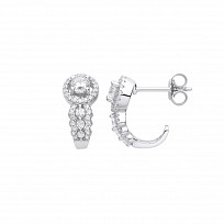 Silver CZ Half Hoop Huggie Earrings