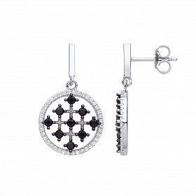 Silver CZ & Black CZ Fancy Drop Earrings