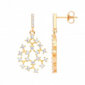 Gold Plated CZ Fancy Pear Drop Earrings