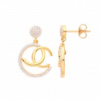 Gold Plated CZ Fancy Drop Earrings