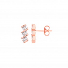 Rose Gold Plated CZ Stud Earrings