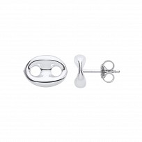 Silver Puffed Mariner Stud Earrings