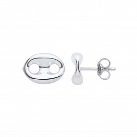 Silver Puffed Mariner Stud Earrings