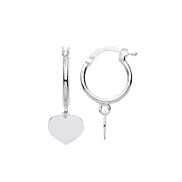 Silver Heart Hoop Earrings